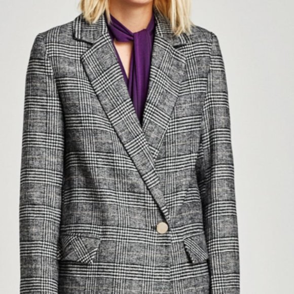 Zara Double Breasted Checked Blazer - Picture 5 of 9